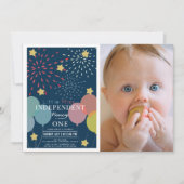 Kleine Miss Onafhankelijke Vuurwerk Foto Verjaarda Kaart (Voorkant)