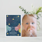 Kleine Miss Onafhankelijke Vuurwerk Foto Verjaarda Kaart (Staand voorkant)