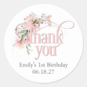 Kleine Miss Onederful 1e verjaardag Dank je wel gu Ronde Sticker (Voorkant)