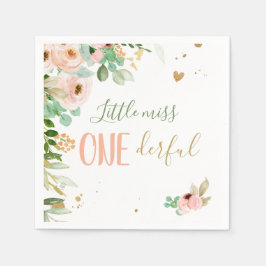 Kleine Miss Onederful 1e Verjaardag Meisje Floral Servet