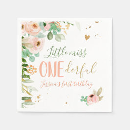 Kleine Miss Onederful 1e Verjaardag Meisje Floral Servet