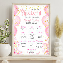 Kleine Miss Onederful 1e verjaardag mijlpaal Poster