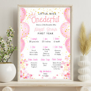 Kleine Miss Onederful 1e verjaardag mijlpaal Poster