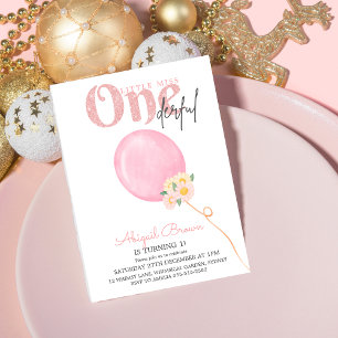 Kleine Miss Onederful 1e verjaardag uitnodiging