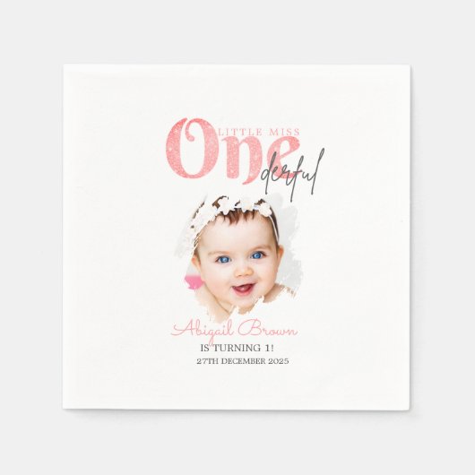 Kleine Miss Onederful 1e verjaardag uitnodiging Servet (Voorkant)