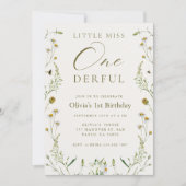 Kleine Miss Onederful 1e Verjaardag Wildflower Kaart (Voorkant)