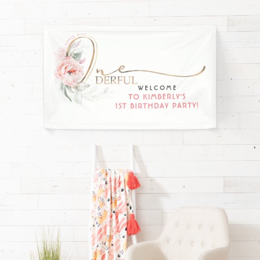 Kleine Miss Onederful 1e Verjaardagsfeestje Welkom Spandoek (Insitu)