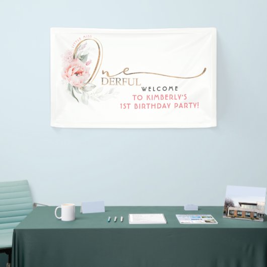 Kleine Miss Onederful 1e Verjaardagsfeestje Welkom Spandoek (Beurs)