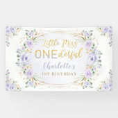 Kleine Miss ONEderful Birthday Paars Gold Floral Spandoek (Horizontaal)