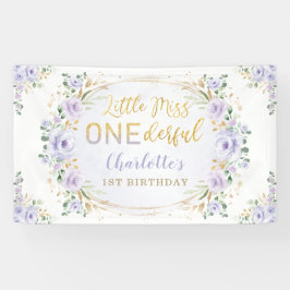 Kleine Miss ONEderful Birthday Paars Gold Floral Spandoek