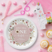 Kleine Miss ONEderful Blush Wildflower Verjaardag Papieren Bordje (Feest)