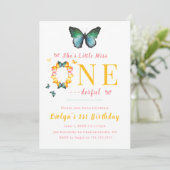 Kleine Miss Onederful Boho Butterfly 1e Verjaardag Kaart (Staand voorkant)