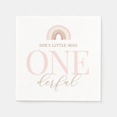 Kleine Miss Onederful Boho regenboog verjaardag Servet (Voorkant)