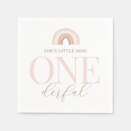Kleine Miss Onederful Boho regenboog verjaardag Servet