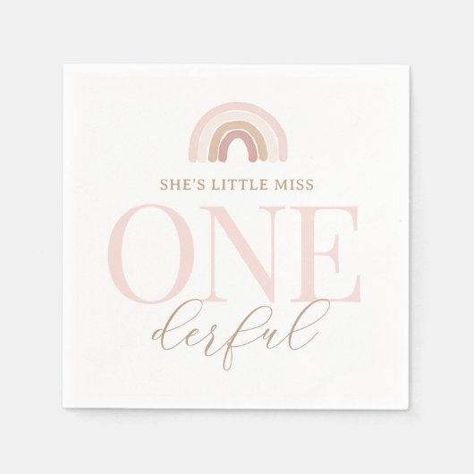 Kleine Miss Onederful Boho regenboog verjaardag Servet (Voorkant)