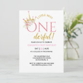 Kleine Miss Onederful Crown 1e verjaardag Kaart (Staand voorkant)