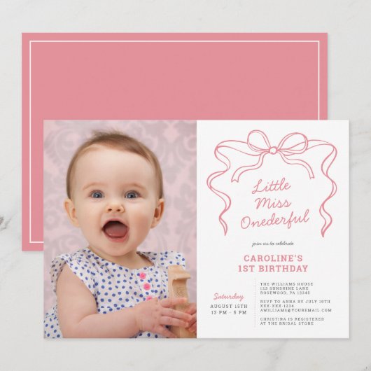 Kleine Miss Onederful eerste verjaardag Kaart (Voorkant / Achterkant)