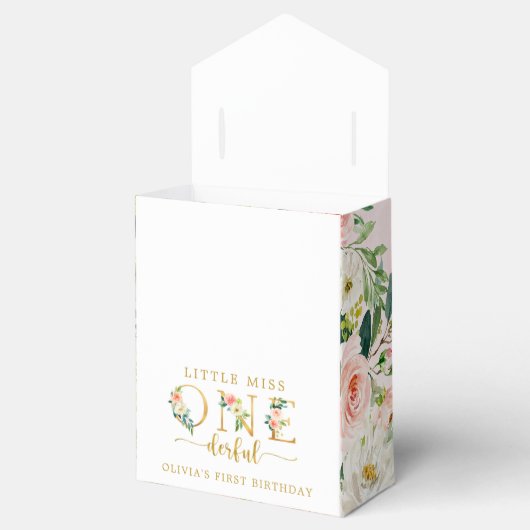 Kleine Miss Onederful Floral 1e verjaardagsfeestje Bedankdoosjes (Geopend)