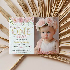 Kleine Miss Onederful Floral Verjaardag uitnodigin Kaart