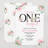 Kleine Miss ONEderful Girls 1e verjaardag Kaart (Voorkant / Achterkant)