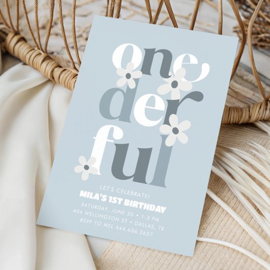 Kleine Miss Onederful Groovy Daisy 1e Verjaardag Kaart