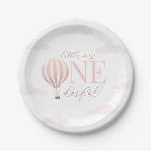 Kleine Miss Onederful Hete Luchtballon Verjaardag Papieren Bordje