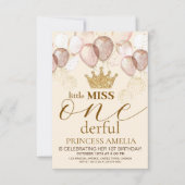 Kleine Miss Onederful Kroonprinses 1e verjaardag Kaart (Voorkant)