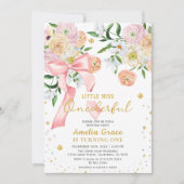 Kleine Miss Onederful Perzik Meisje 1e verjaardag Kaart (Voorkant)