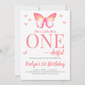 Kleine Miss Onederful Pink Boho 1e verjaardag Kaart (Voorkant)