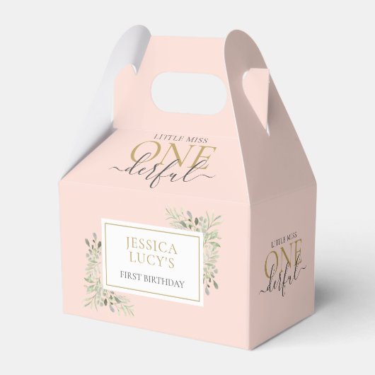 Kleine Miss ONEderful Pink Girl First Birthday Bedankdoosjes (Achterkant)