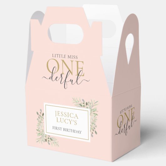 Kleine Miss ONEderful Pink Girl First Birthday Bedankdoosjes (Geopend)