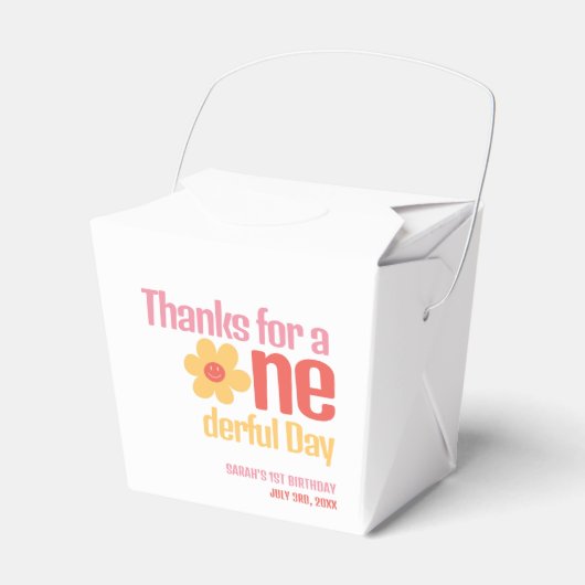 Kleine Miss Onederful Retro Groovy Eerste Verjaard Bedankdoosjes (Voorkant Zijde)