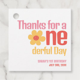 Kleine Miss Onederful Retro Groovy Eerste Verjaard Bedankjes Labels