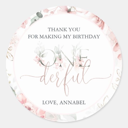 Kleine Miss Onederful ronde Sticker (Voorkant)