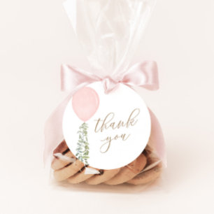 Kleine Miss Onederful roze ballon verjaardag Bedankjes Labels