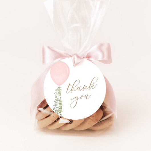 Kleine Miss Onederful roze ballon verjaardag Bedankjes Labels