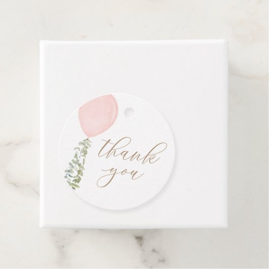 Kleine Miss Onederful roze ballon verjaardag Bedankjes Labels (In situ)