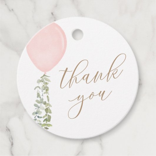 Kleine Miss Onederful roze ballon verjaardag Bedankjes Labels (Voorkant)