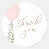 Kleine Miss Onederful roze ballon verjaardag Ronde Sticker (Voorkant)