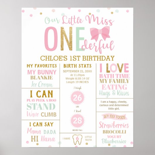 Kleine Miss Onederful Roze Mijlstaarder Stats Poster (Voorkant)