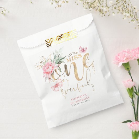 Kleine Miss Onederful Schattigee Bloemen 1e Verjaa Bedankzakje (Gezegeld)