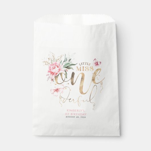 Kleine Miss Onederful Schattigee Bloemen 1e Verjaa Bedankzakje (Voorkant)