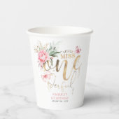 Kleine Miss Onederful Schattigee Bloemen 1e Verjaa Papieren Bekers (Achterkant)