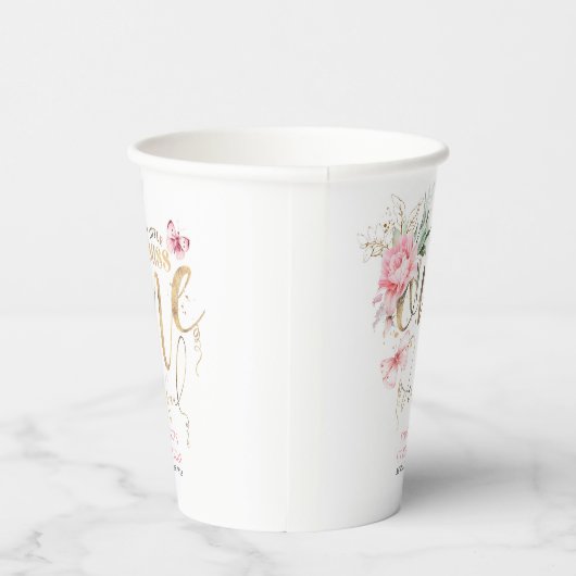 Kleine Miss Onederful Schattigee Bloemen 1e Verjaa Papieren Bekers (Rechts)