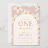 Kleine Miss Onederful uitnodiging | Retrobloem (Voorkant)