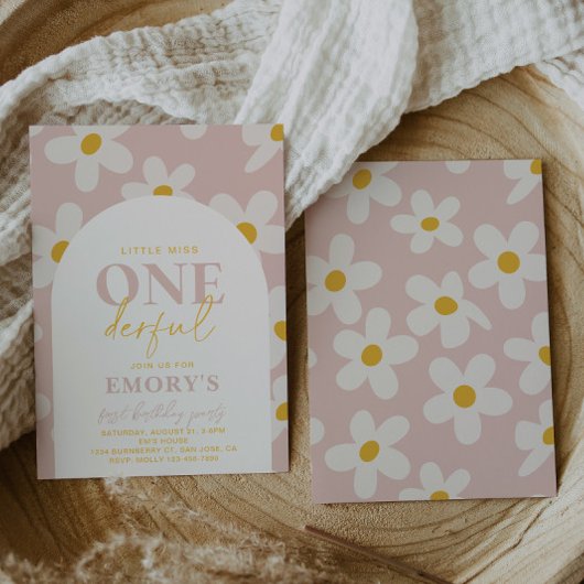 Kleine Miss Onederful uitnodiging | Retrobloem