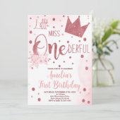 Kleine Miss Onederful Verjaardag, 1e Verjaardag Kaart (Staand voorkant)