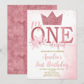 Kleine Miss Onederful verjaardag, eerste verjaarda Kaart (Voorkant / Achterkant)