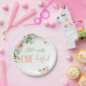 Kleine Miss Onederful Verjaardag Roze Meisje Bloem Papieren Bordje (Feest)