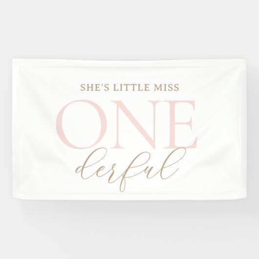 Kleine Miss Onederful Verjaardag Spandoek (Horizontaal)